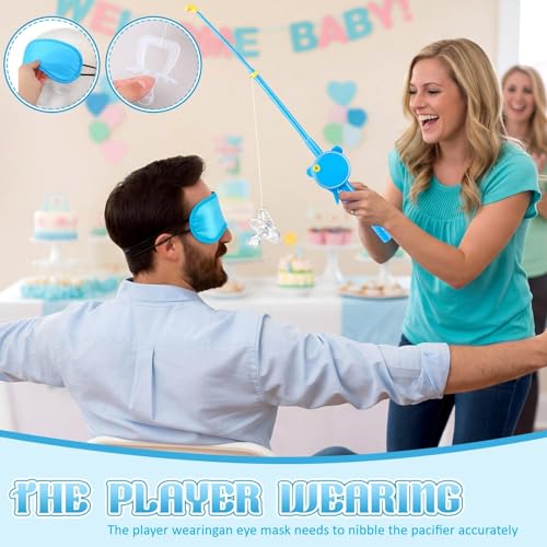 Baby Shower Pacifier Swing Game Set with Fishing Rods and Blindfolds