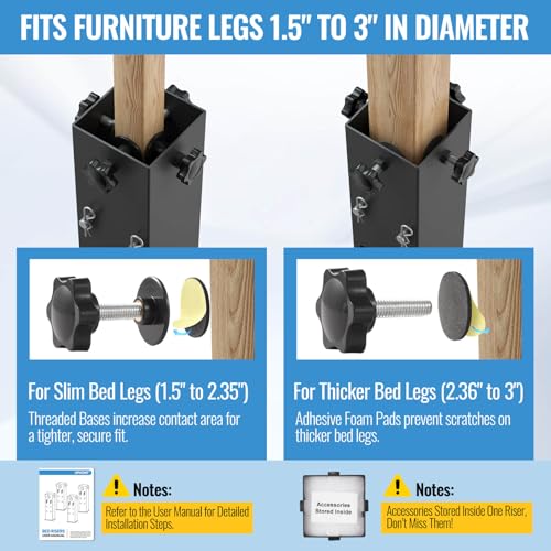 Heavy-Duty Bed Risers for College Dorms | Adjustable Heights 6-12in