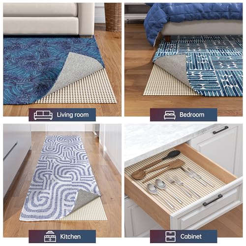 Non-Slip Rug Pad Gripper 8x10 Ft - Thick Cushioned Mat for Hardwood Floors