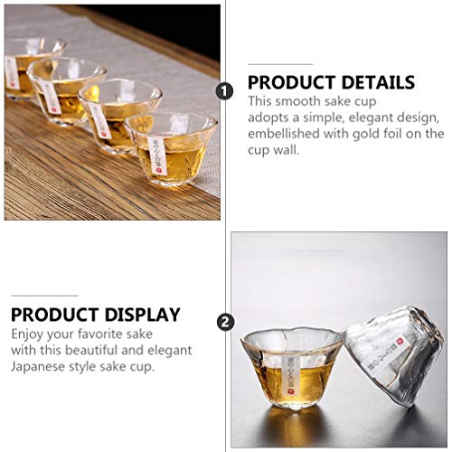 Japanese-Style Glass Sake Cups Set of 4 with Gold Rim - 2.75 Inch Drinking Glassware for Tea, Spirits, Water