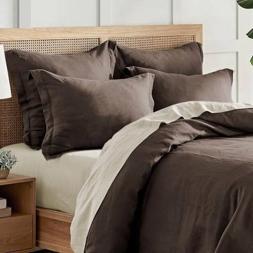 King Duvet Cover - 100% French Flax Linen - Cocoa - 106x94in.