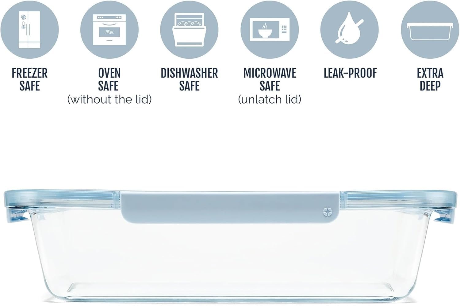 Regine Switzerland 9x13-Inch Deep Glass Bakeware Dish - Airtight Lid for Baking & Meal Prep