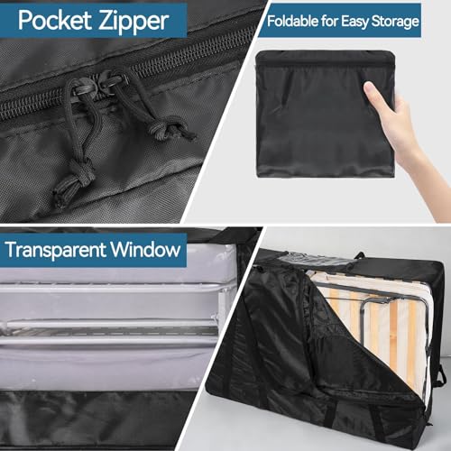 Folding Mattress Storage Bag with Transparent Window - Fits 4" Single Mattresses