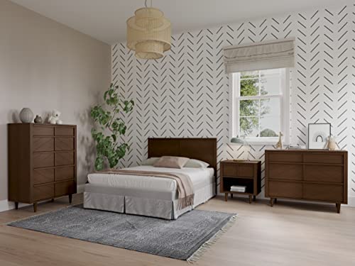 Mid-Century Modern Nursery Nightstand with Drawer and Open Shelf, 23-Inch