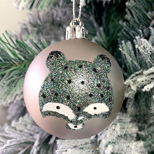 16ct Green Christmas Ball Ornaments Set with Gift Box – Shatterproof Forest Animal Theme, 2.4”