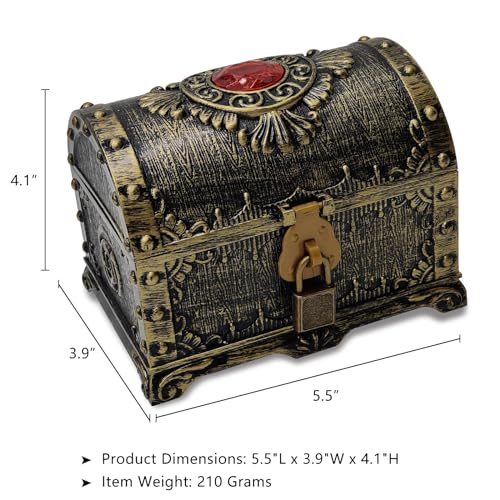 Kids Pirate Treasure Chest with Lock and Key – Decorative Storage Box