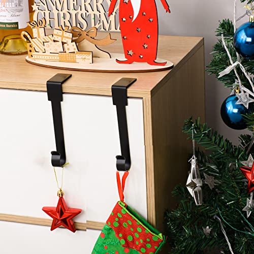 Non-Slip Christmas Stocking Holders for Mantel - Black Metal Hooks (6 Pack)