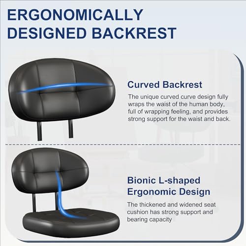 Tall Drafting Chair with Footrest - Adjustable Faux Leather Office Stool
