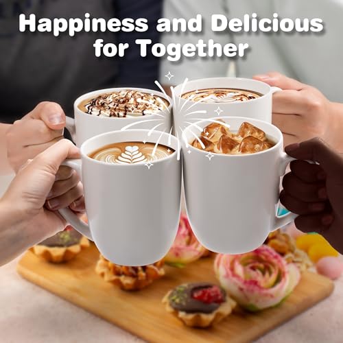 Large Ceramic Coffee Mugs 16oz Set of 4, Dishwasher & Microwave Safe