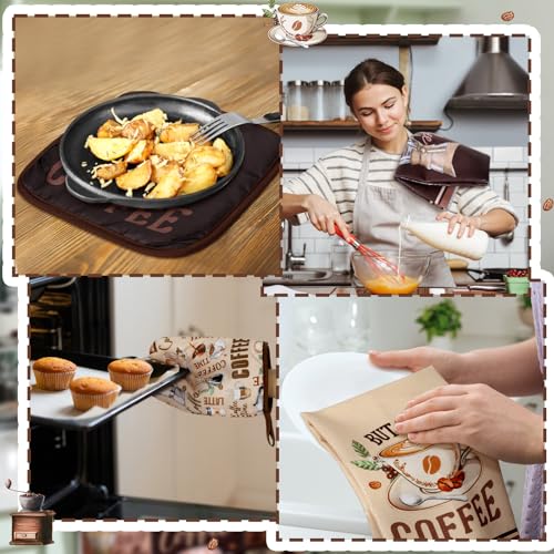 8-Piece Farmhouse Kitchen Linen Set: Absorbent Towels, Oven Mitts, Pot Holders