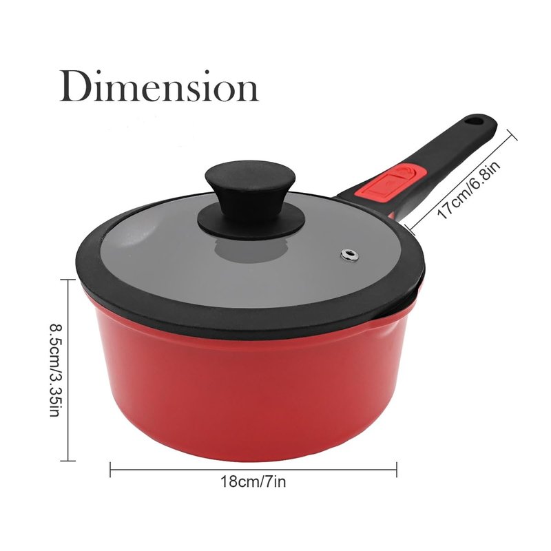 Bobikuke 2 Qt Saucepan with Lid, Non Stick Sauce Pan with Lid, Milk Pot & Sauce Pot & Small Saucepan with Pour Spout, Detachable Handle Milk Pan, Mini Cooking Pot Induction Compatible, Oven Safe