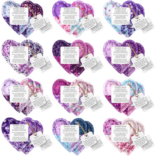 12 Pocket Prayer Quilts with Wooden Cross - Spiritual Gifts Set