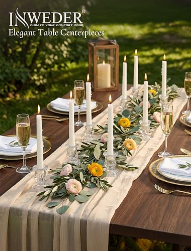 Inweder 20Pcs Clear Glass Candle Holders Taper Candle Stand Bulk