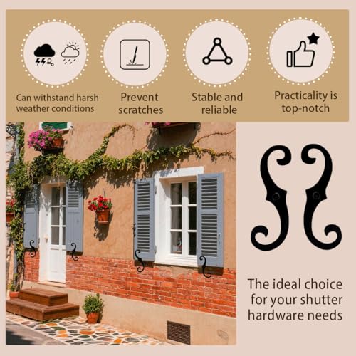 6.5-Inch Iron Shutter Dogs, S-Shaped Decorative Exterior Shutter Fasteners