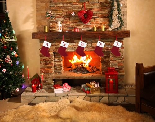 Mini Knit Monogram Christmas Stocking with Initial Letter - 7" Red & White