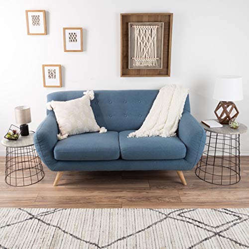 Round Nesting End Tables Set of 2 with Storage Basket and Wood Lid