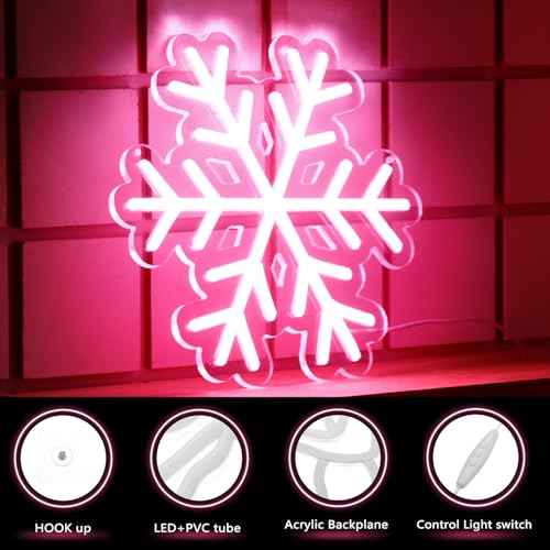 Treela Pink Snowflakes LED Window Lights - 9.84 Inch Christmas Decor