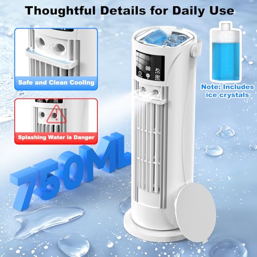 Portable Evaporative Air Cooler with 750ml Tank & Remote Control