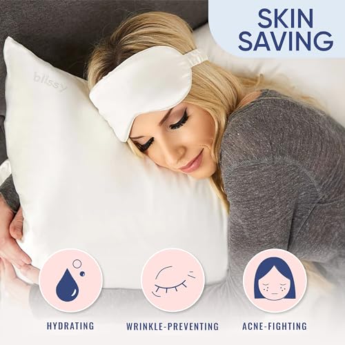 Blissy 100% Pure Mulberry Silk Pillowcase - 22 Momme 6A Grade, Standard White