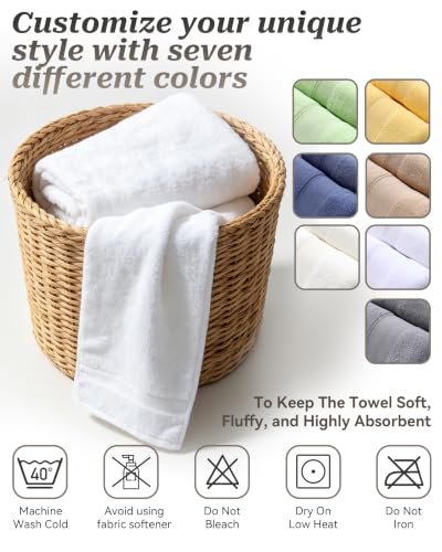 Luxury 100% Cotton Bath Towels Set, 600 GSM Ultra-Soft Absorbent Towel - 2 Pack