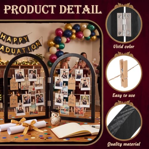 Briwooody Black 36x24” 2-Panel Arch Photo Display Frame - Farmhouse Style