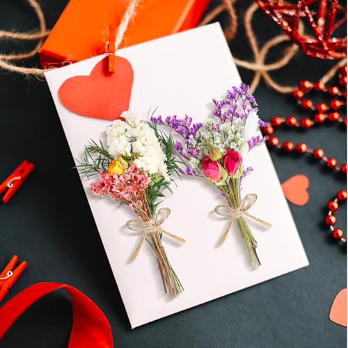 Mini Dried Flower Bouquets, Natural Small Wildflower Bundles for DIY Crafts