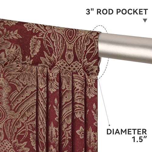 Loom and Mill Burgundy Waterfall Valance 59"W x 45"L - Elegant Jacquard Window Treatment