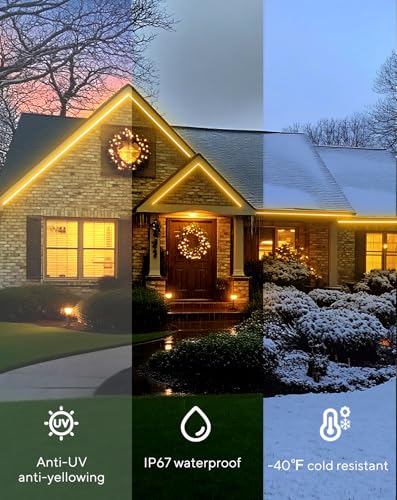 10ft Outdoor LED Neon Rope Light, IP67 Waterproof Silicone Strip, 120V Warm