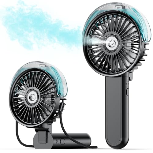 Portable Misting Fan, 180° Foldable Handheld Fan with Water Spray