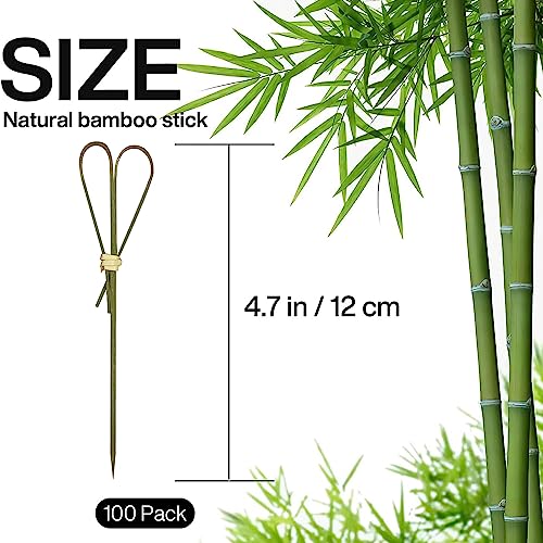 HXYCNNA 100 Cyan Heart-Shaped Bamboo Cocktail Picks 4.7 Inch for Appetizers