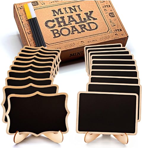 Mini Chalkboard Signs with Easel Stand (20 Pack) - Food Labels & Place Cards