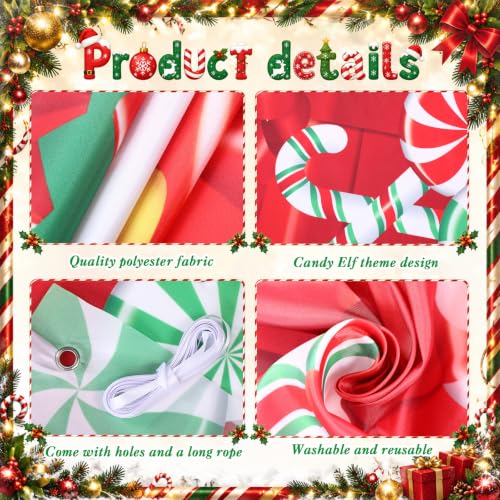 Peryiter 3-Piece Christmas Gift Box Door Decoration Set - Includes Header Banner 60x15 and Side Strips 70x21 (Holiday Gift Boxes)