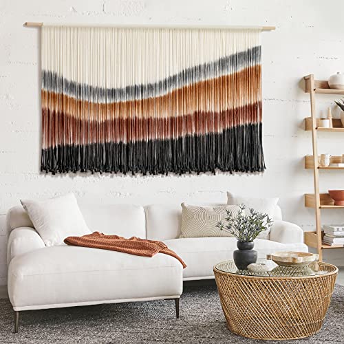 Large Macrame Wall Hanging - Boho Tie-Dye Tapestry 57x35" Woven Wall Art