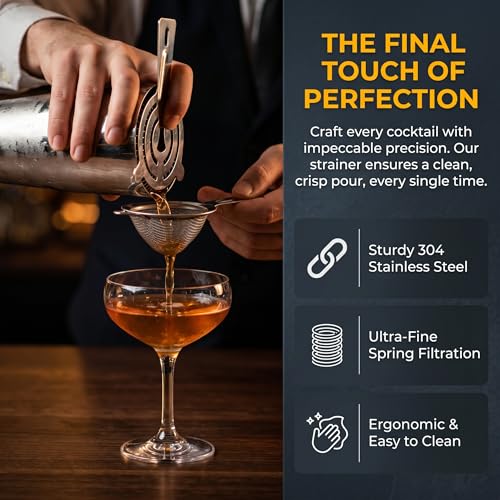 WUWEOT 9-Pack 6-Inch Stainless Steel Cocktail Strainers for Bar & Home Use