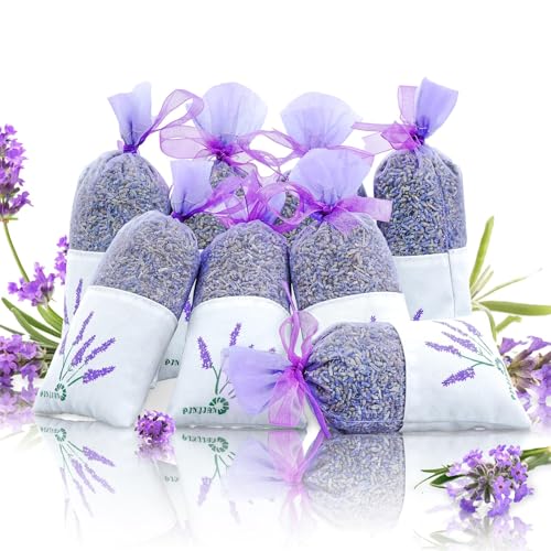 8-Pack Natural French Lavender Sachets for Closets, Drawers, and Cars
