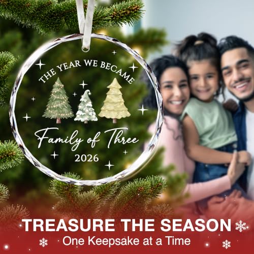 Family of Three Baby's First Christmas Ornament - 2026 - New Mom & Dad Gift - Variation 03