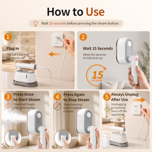 Portable Handheld Garment Steamer & Dry Iron - 2-in-1 Travel Wrinkle Remover
