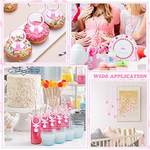 60 Piece Baby Shower Pacifier Necklace Set - Pink and Gold Party Favors