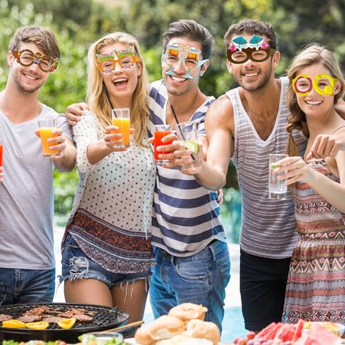 Hawaiian Theme Paper Eyeglasses - 12 PCS Tropical Party Props