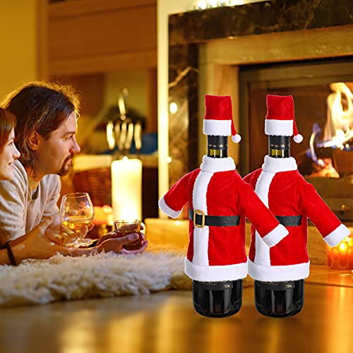 Irenare 8Pcs Santa Wine Bottle Covers & Hats Set – Christmas Bottle Decorations