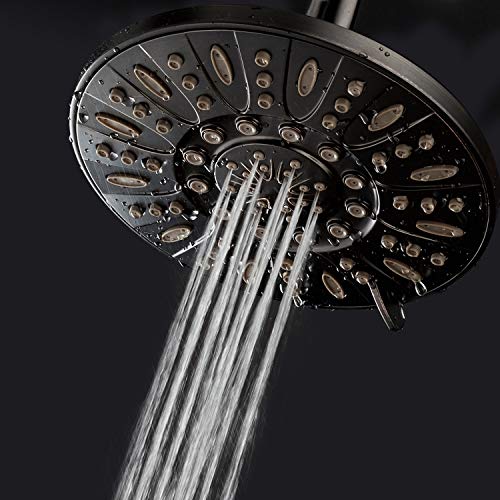 7-Inch Oil Rubbed Bronze Rain Shower Head, 6-Setting High Pressure Spray