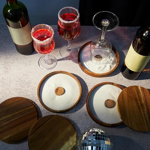 Acacia Wood Margarita Salt Rimmer Set with Lid - 5.9-inch Glass Rimmer for Cocktails & Bar Accessories