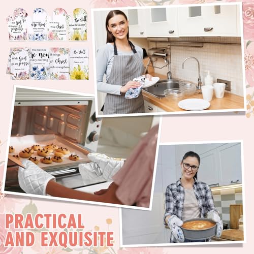 Christian Kitchen Gift Set with Towels, Oven Mitts & Pot Holders - Religious Bible Verse Decor for Women