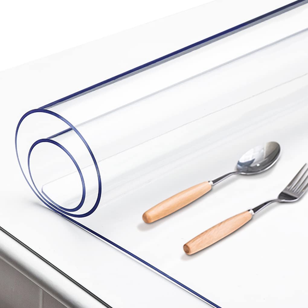 AimerGro 20x60 Inch Upgraded Clear Vinyl Table Pad Protector PVC Table Runner Cover Rectangle Plastic Table Mat Protector for End Bedside Dining Table Night Stand Writing Desk Waterproof Heavy Duty