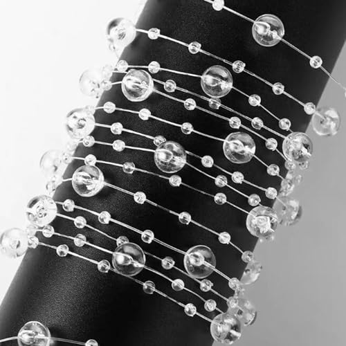 Fbshicung 196ft Clear Artificial Pearl Beads Garland for Wedding & Party Decor