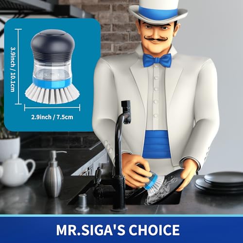 Soap Dispensing Palm Brush 2 Pack - Non-Scratch Kitchen Dish Scrubber