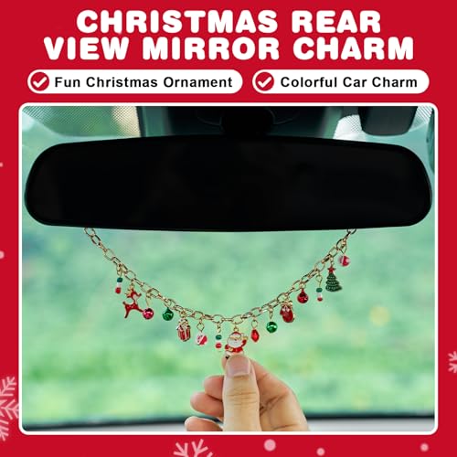 Rislobx Christmas Car Rearview Mirror Ornament Bell (Old Man) – Hanging Metal Decor