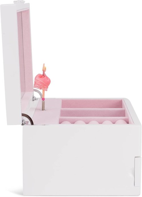 Cottage Garden Musical Jewelry Box - Ballerina White & Silver Tone - 10 Inch Plays Sugar Plum Fairy Tune