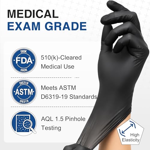 Black Nitrile Disposable Gloves - 3 Mil Powder-Free Medical & Food Safe