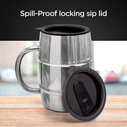 GALVANOX Off Duty Until Further Notice 17oz Insulated Stainless Steel Mug for Men - Gift Boxed Beer & Coffee Cup with Handle & Lid